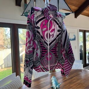 Nike light weight Pink, white and Black Graphic Jacket